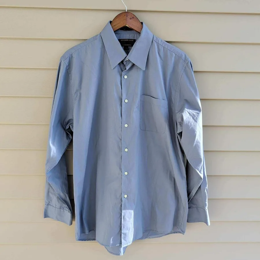Alexander Julian Colours Button Down Mens L 16-16.5 Blue Gray Long Sleeve Shirt