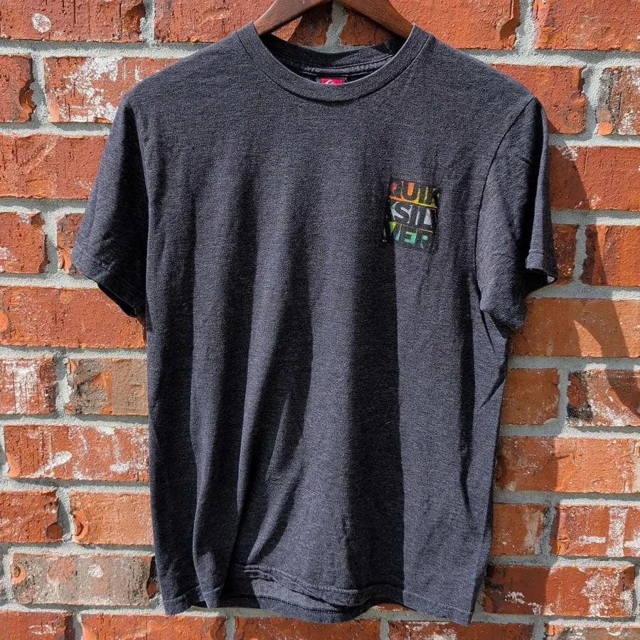 Quiksilver Graphic T-Shirt Mens M Charcoal Gray Rainbow Logo Surf Tee