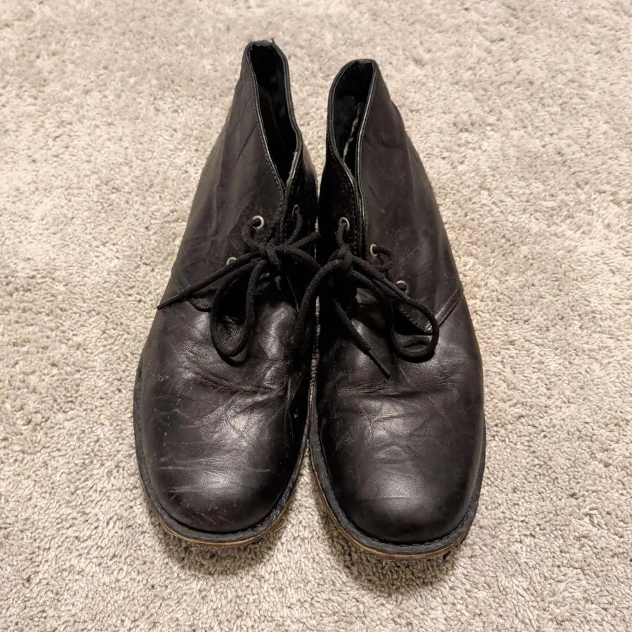 UGG Leighton Chukka Boots Mens 14 Black Leather Desert Lace Up Crepe Sole