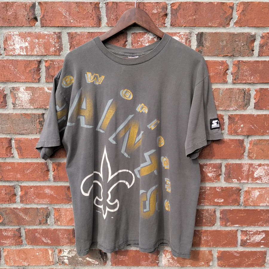 VTG 93 New Orleans Saints Starter T-Shirt Mens L Gray Vintage NFL Made In USA