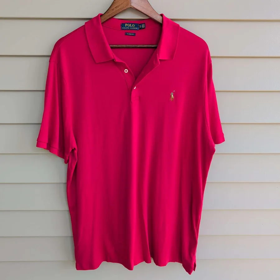 Polo Ralph Lauren Polo Shirt Mens XL Pink Classic Fit Short Sleeve Pony