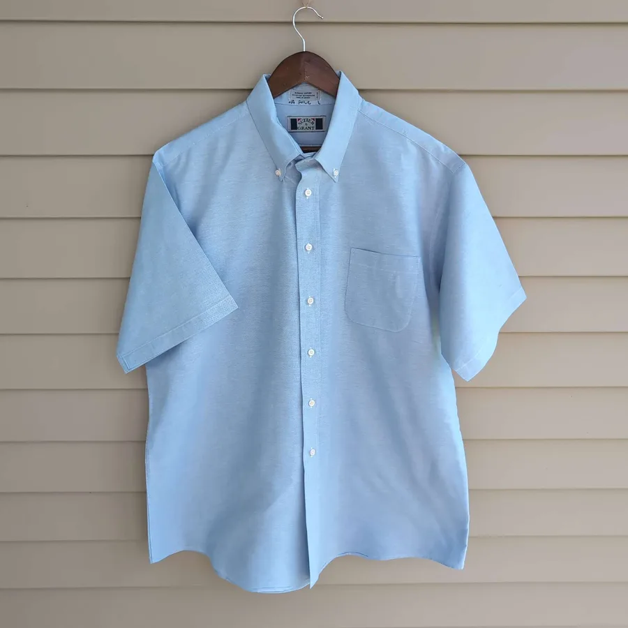 Sutter & Grant Oxford Shirt Mens 18 Blue Short Sleeve Button Down