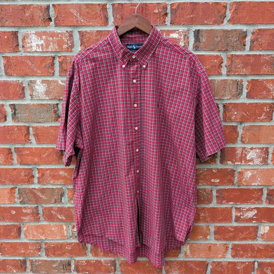 Polo Ralph Lauren Blake Shirt Mens XL Red Plaid Short Sleeve Button Down