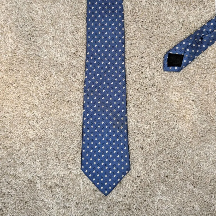 Dunhuang Silk Necktie Mens One Size Blue Geometric Pattern Formal Business