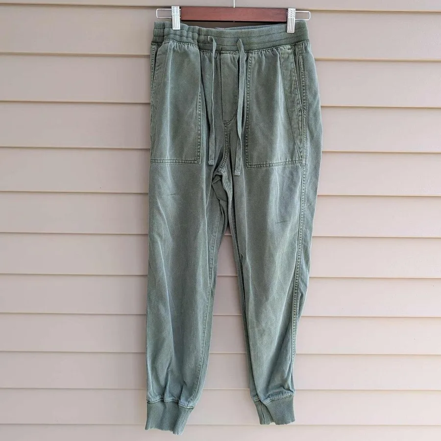 Gap Utility Jogger Pants Mens Small Olive Green Elastic Waist Drawstring Cargo