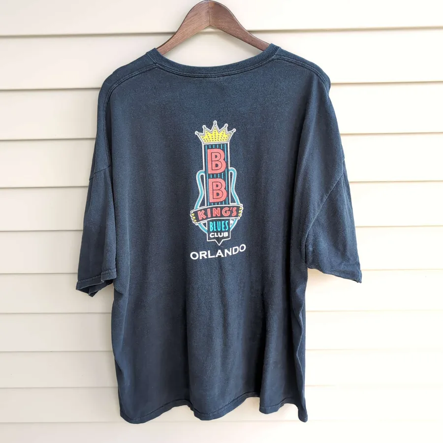 Gildan BB King's Blues Club Orlando T-Shirt Mens 3XL Black Faded Graphic Tee