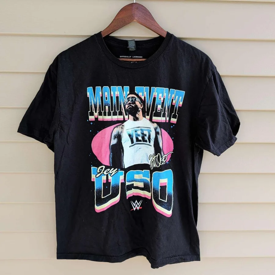 Ripple Junction WWE Jey Uso T-Shirt Mens L Black Main Event Yeet Graphic Tee