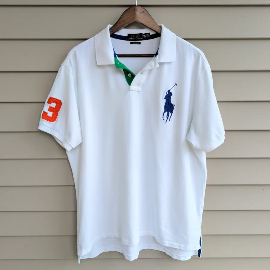 Polo Ralph Lauren Big Pony Polo Mens XXL White Custom Fit Short Sleeve 3