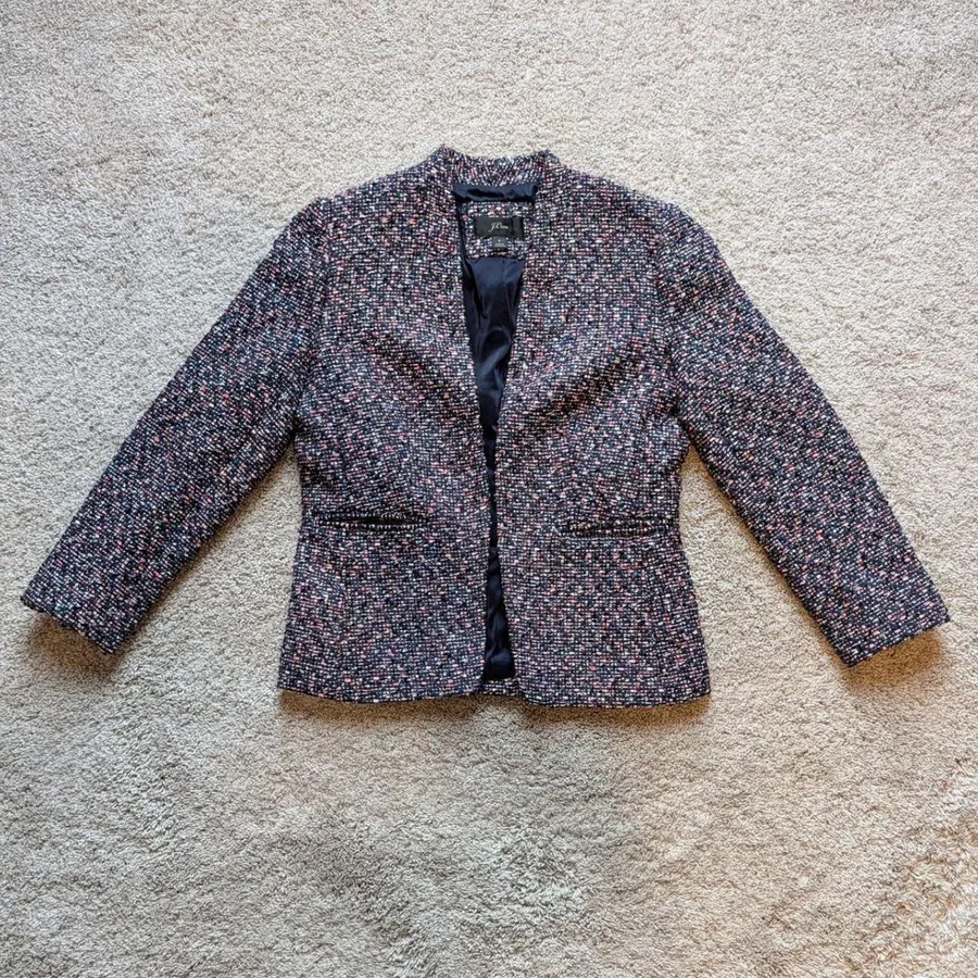 J Crew Going Out Blazer in Pink Confetti Tweed Women's Size 4