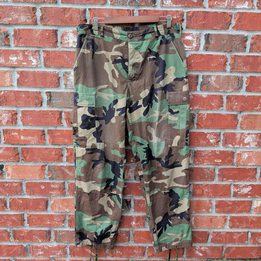 Military Issue Combat Trousers Mens Medium Regular Camo Woodland Ripstop Cargo