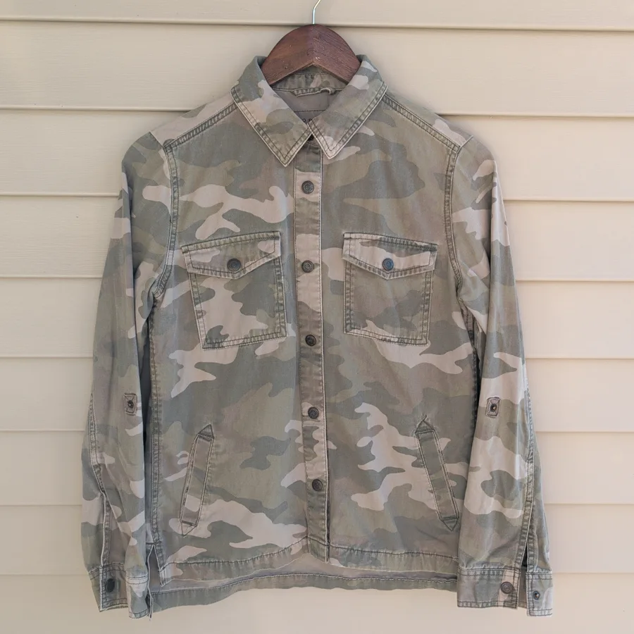 Aeropostale Camo Shirt Jacket Womens S Green Button Up Military Shacket