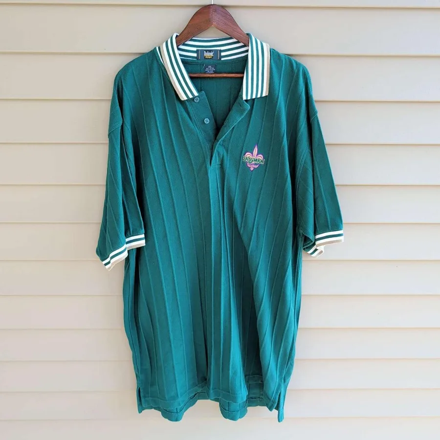 Dunbrooke Polo Shirt Mens 2XL Green Endymion Mardi Gras Vintage Short Sleeve