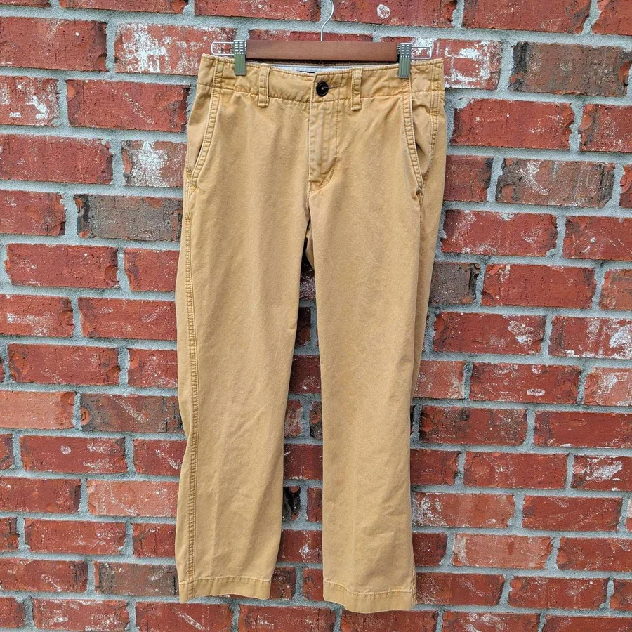 American Eagle Chino Pants Mens 28x30 Mustard Tan Original Straight Cotton