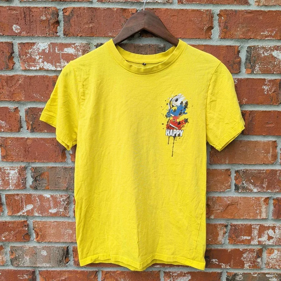 Southpole x Emoji Graphic T-Shirt Mens Small Yellow Happy Club Streetwear Tee