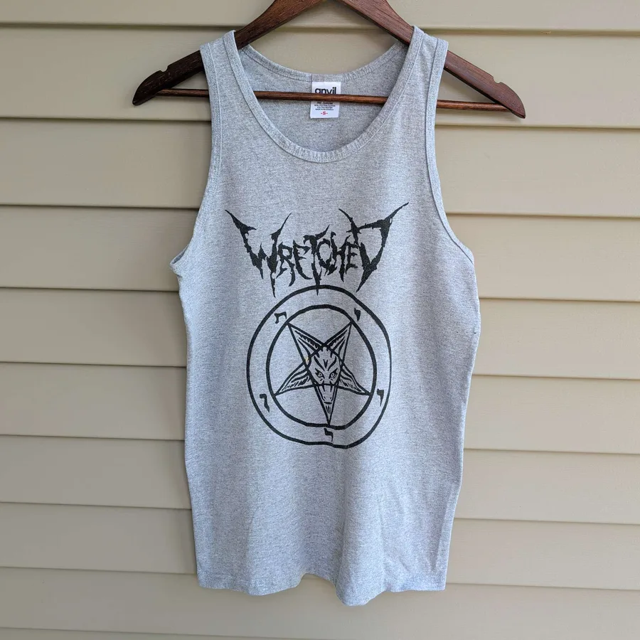 Wretched Band Tank Top Mens S Gray Sigil of Baphomet Metal Vintage Anvil