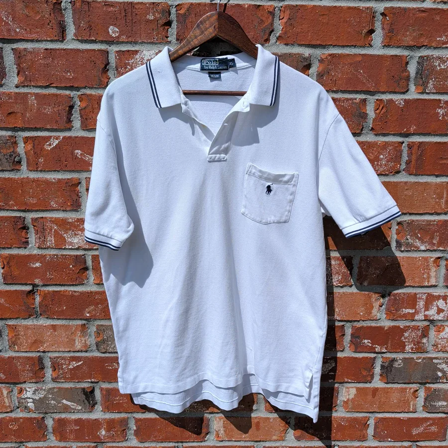 Polo by Ralph Lauren Pocket Polo Mens XL White Tipped Collar Short Sleeve