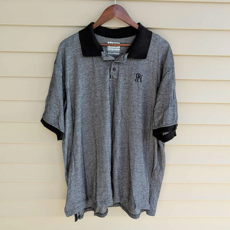 Parish Nation Polo Shirt Mens 4XL Gray Black Space Dye Short Sleeve Streetwear