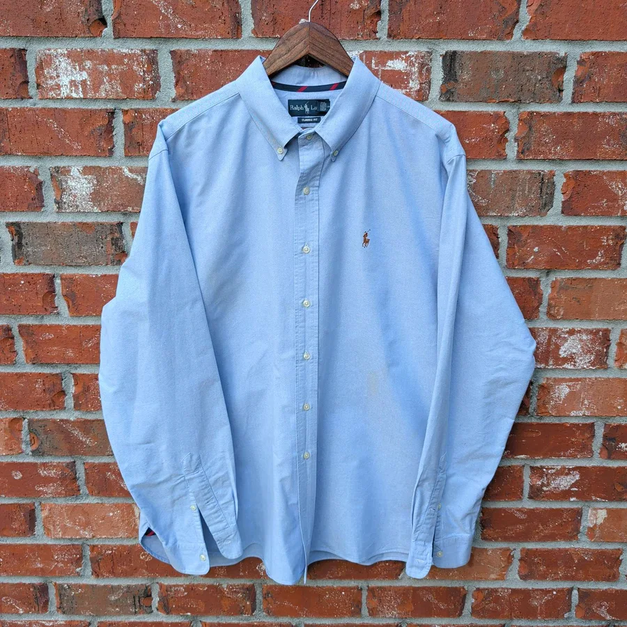 Ralph Lauren Classic Fit Oxford Shirt Mens XXL Blue Long Sleeve Button Down