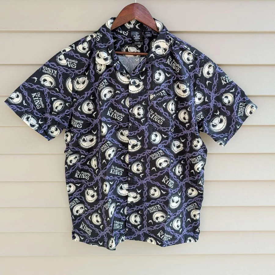Mad Engine Nightmare Before Christmas Shirt Mens Large Black Jack Skellington