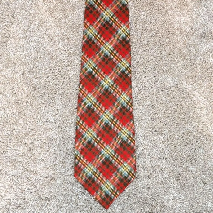 Polo Ralph Lauren Tie Mens One Size Red Plaid Tartan Cotton Made in USA