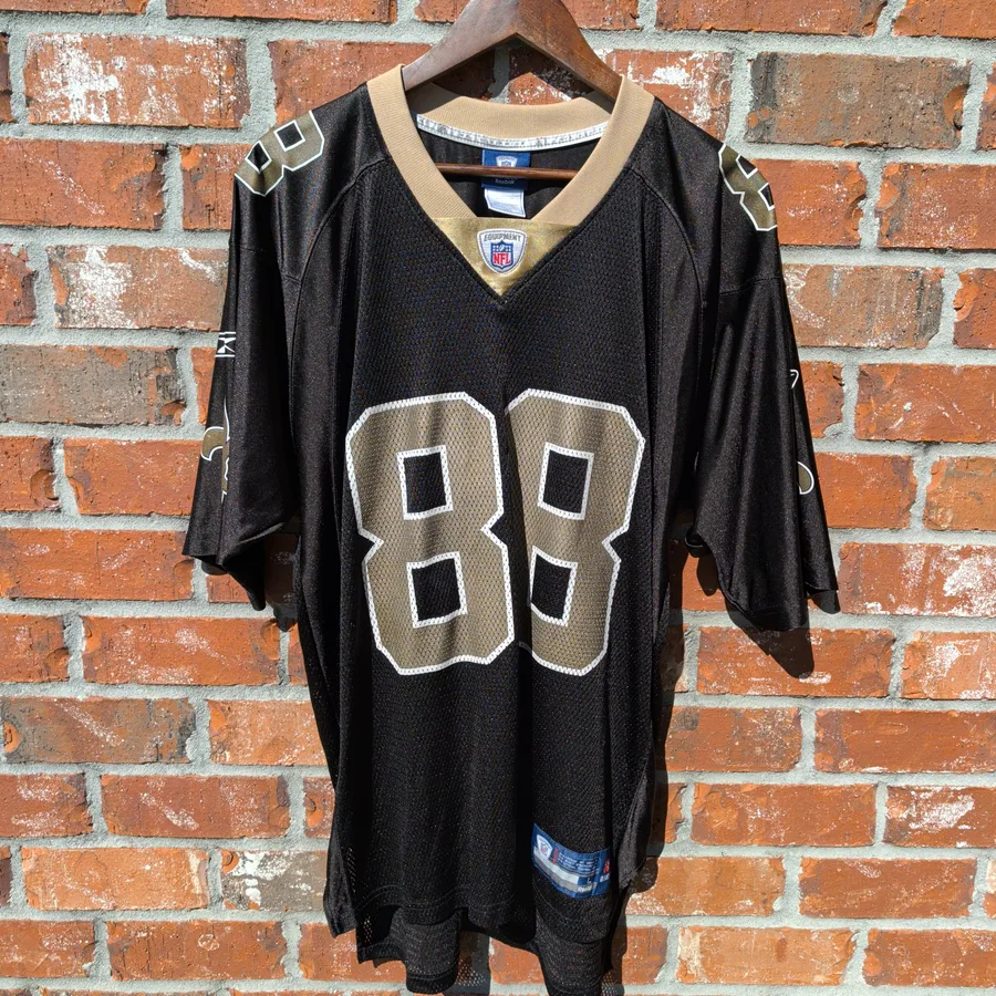 Reebok NFL Saints Shockey 88 Jersey Mens L Black Gold Onfield Football