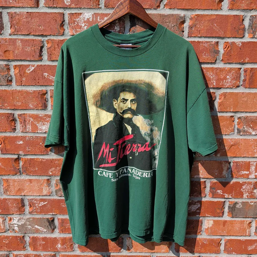 Jerzees Mi Tierra Cafe Panaderia T-Shirt Mens 2XL Green San Antonio Tejas