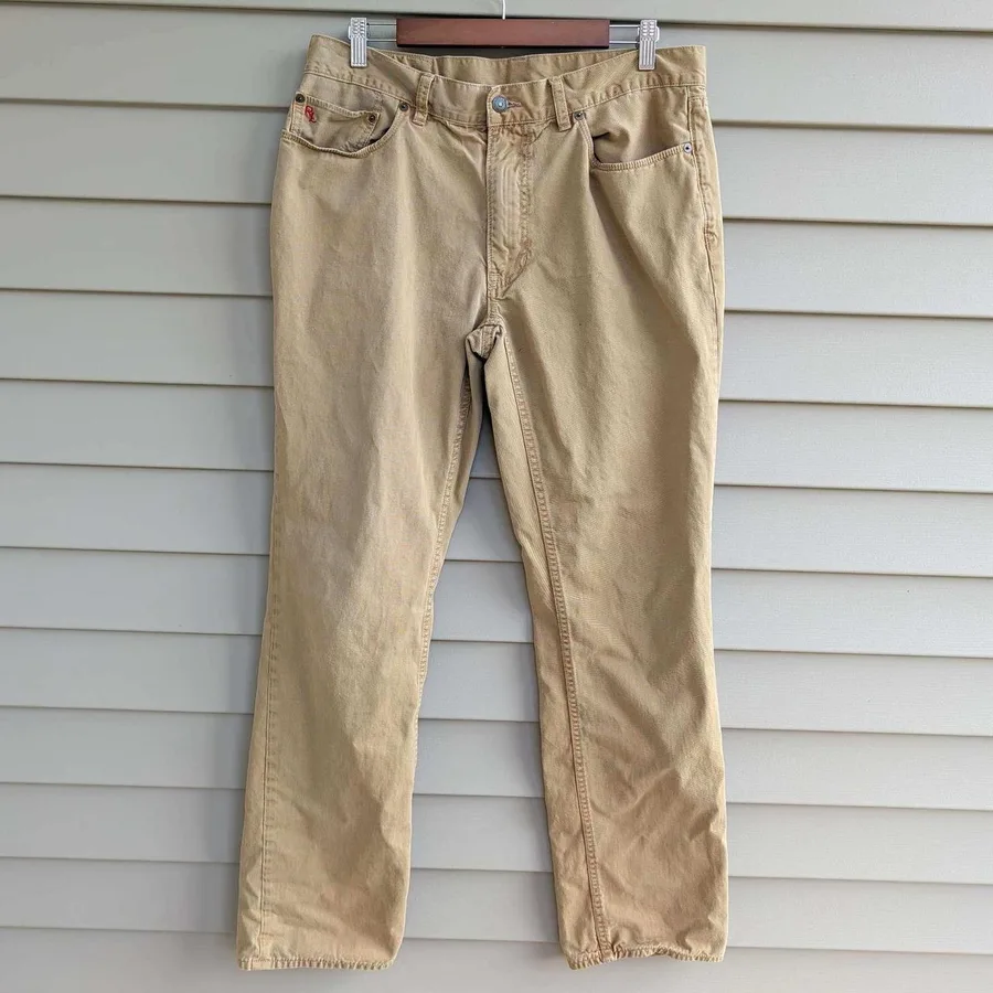 Polo Ralph Lauren Pants Mens 34x34 Khaki Tan Cotton Twill Straight Leg 5-Pocket