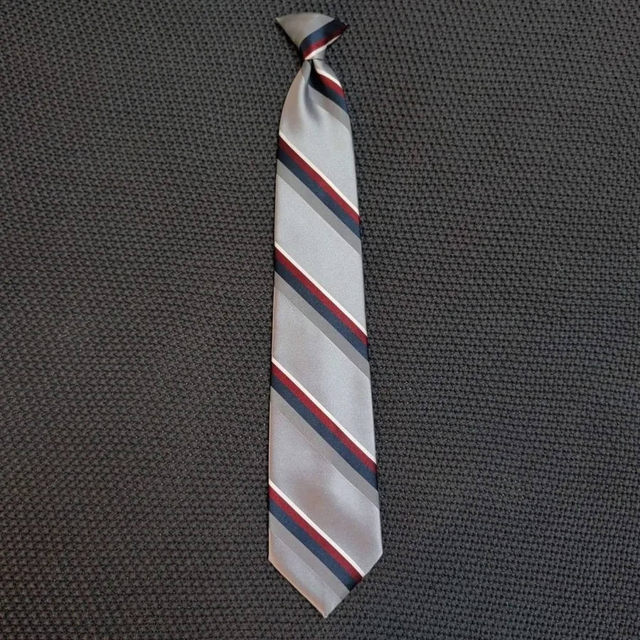 Wembley Necktie Mens One Size Silver Grey Burgundy Navy Striped Made in USA