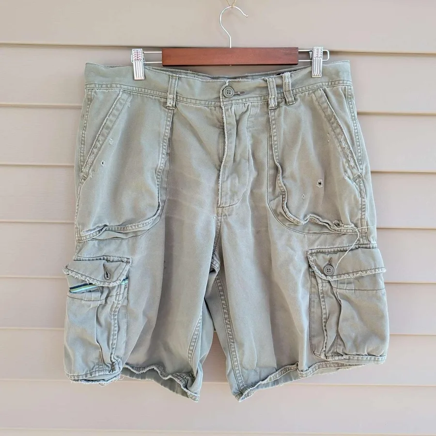 Old Navy Cargo Shorts Mens 34 Green Field Tested Vintage