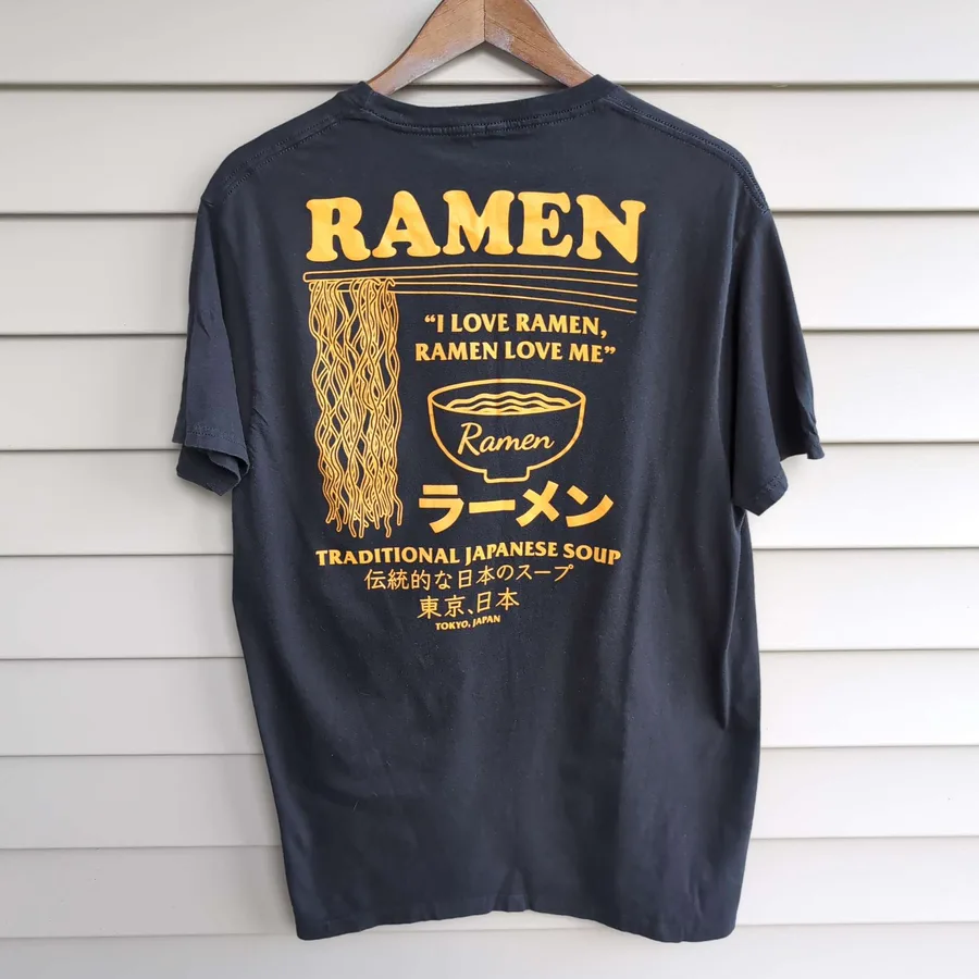 LCM International Ramen Graphic Tee Mens L Black Japanese Soup Tokyo