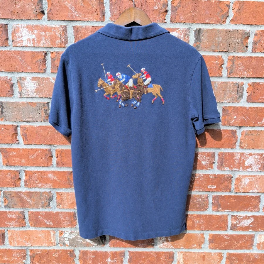 Polo Ralph Lauren Crest Polo Mens M Navy Big Pony Number 3 Patch Classic Fit