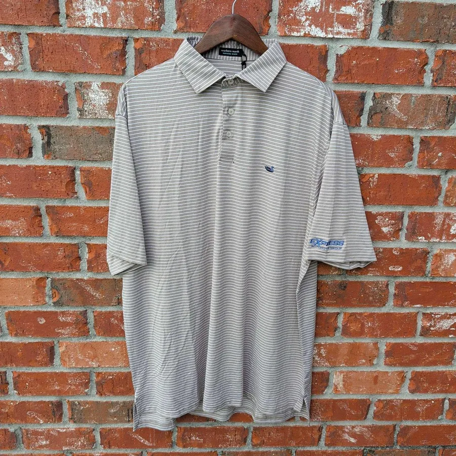 Southern Marsh Biloxi Heather Performance Polo Mens 2XL Burnt Taupe Striped