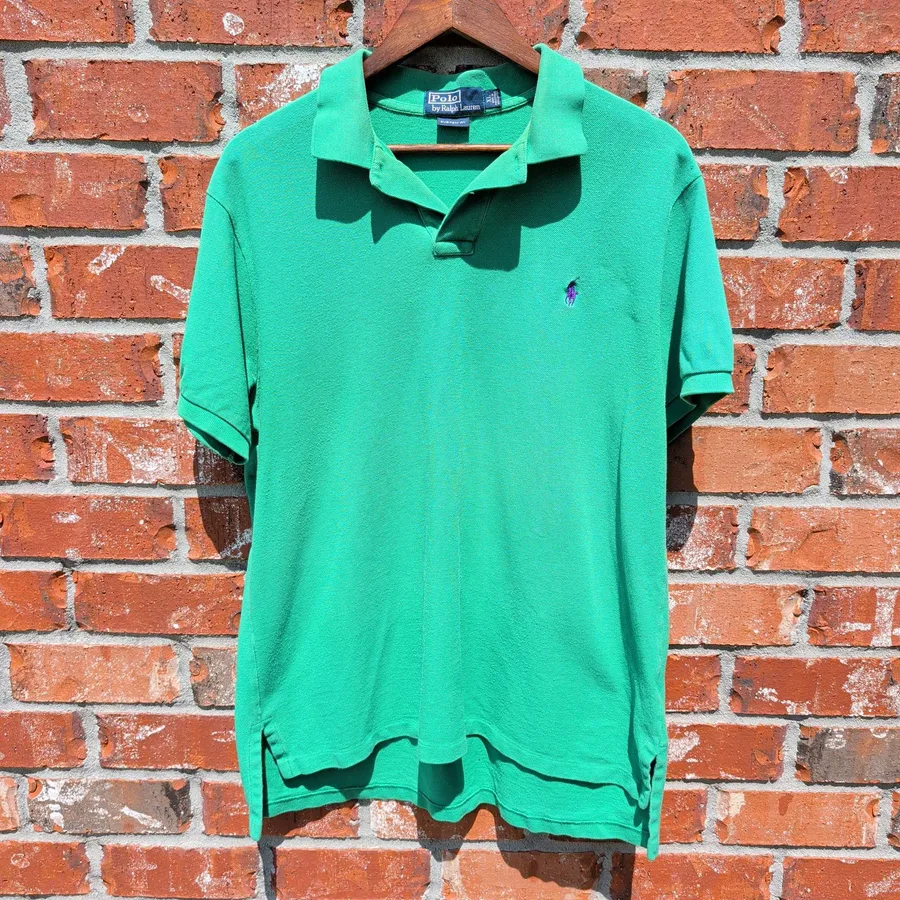 Polo Ralph Lauren Custom Fit Polo Mens XL Green Purple Pony Mesh