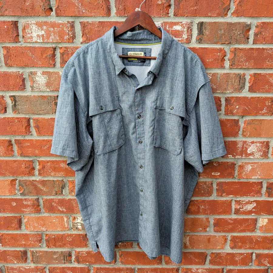 Magellan Outdoors Fishing Shirt Mens 3XL Blue Angler Fit Vented Chambray