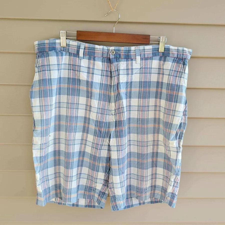 Polo Ralph Lauren Madras Shorts Mens 40 Blue Plaid Adjustable Waist Buckle