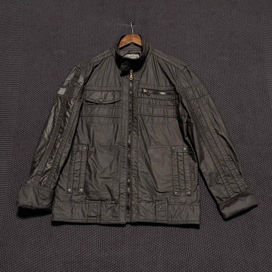 LianDong Utility Jacket Womens Large Black Multi-Pocket Full Zip Techwear Moto