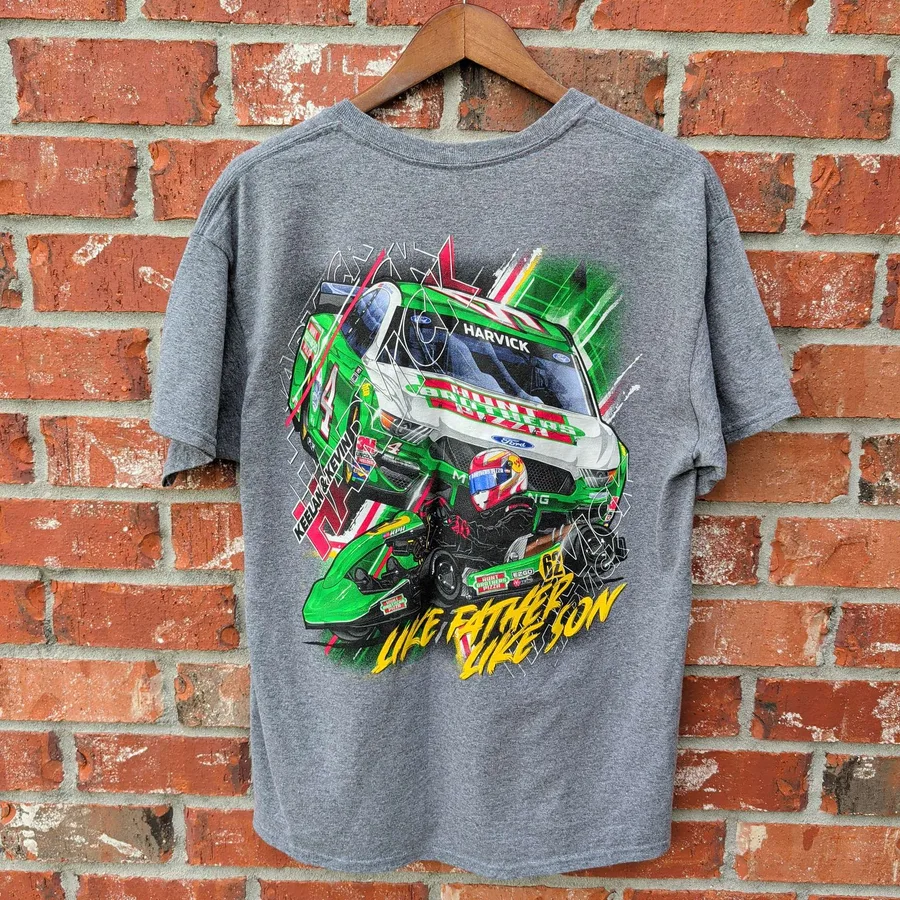 Kevin Harvick NASCAR T-Shirt Mens L Gray Racing Graphic Tee Stewart Haas