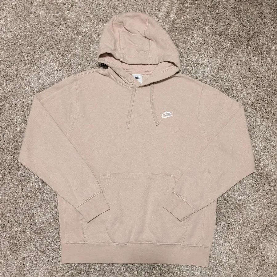 Nike Hoodie Men Large Tan Sportswear Club Fleece Pullover