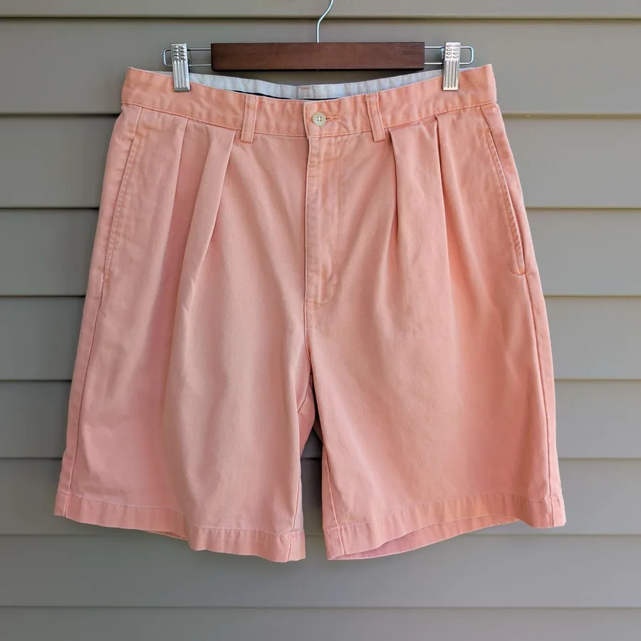 Polo Ralph Lauren Chino Shorts Mens 30 Peach Pleated Cotton 90s Preppy