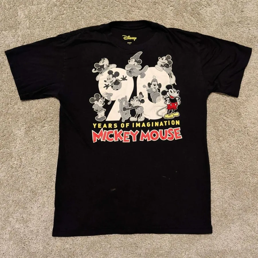 Disney Mickey Mouse T-Shirt Mens Large Black 90 Years of Imagination