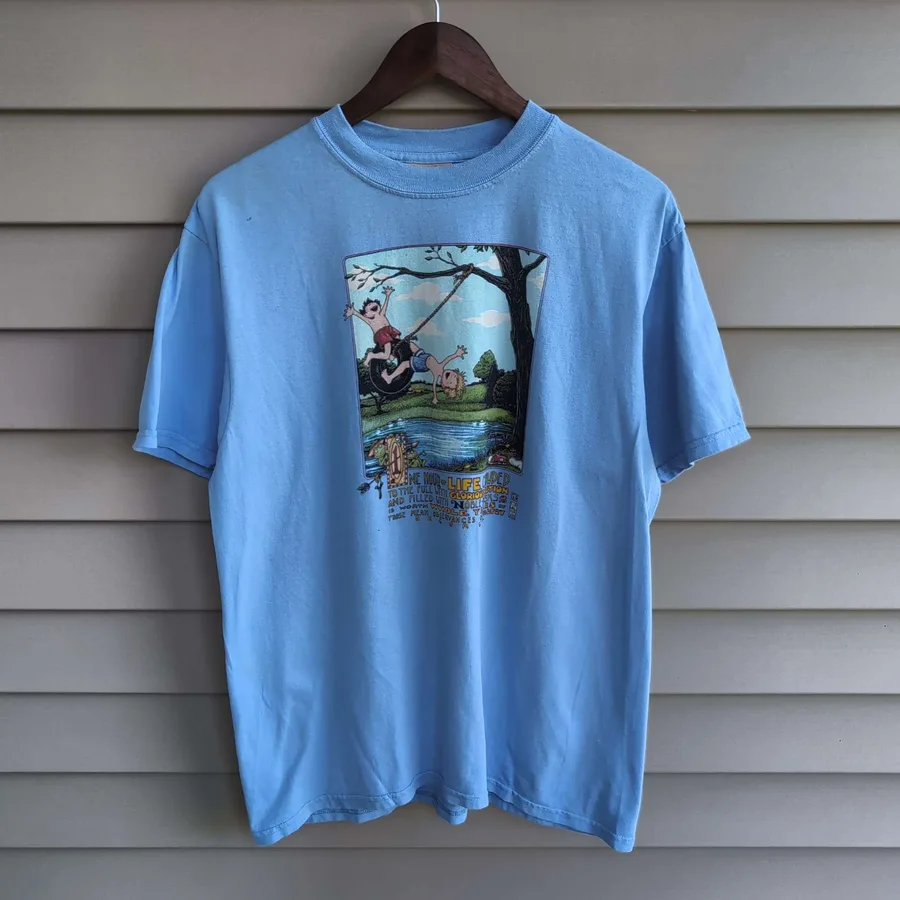 The Mountain T Shirt Mens M Blue Tire Swing Graphic Sir Walter Scott Quote