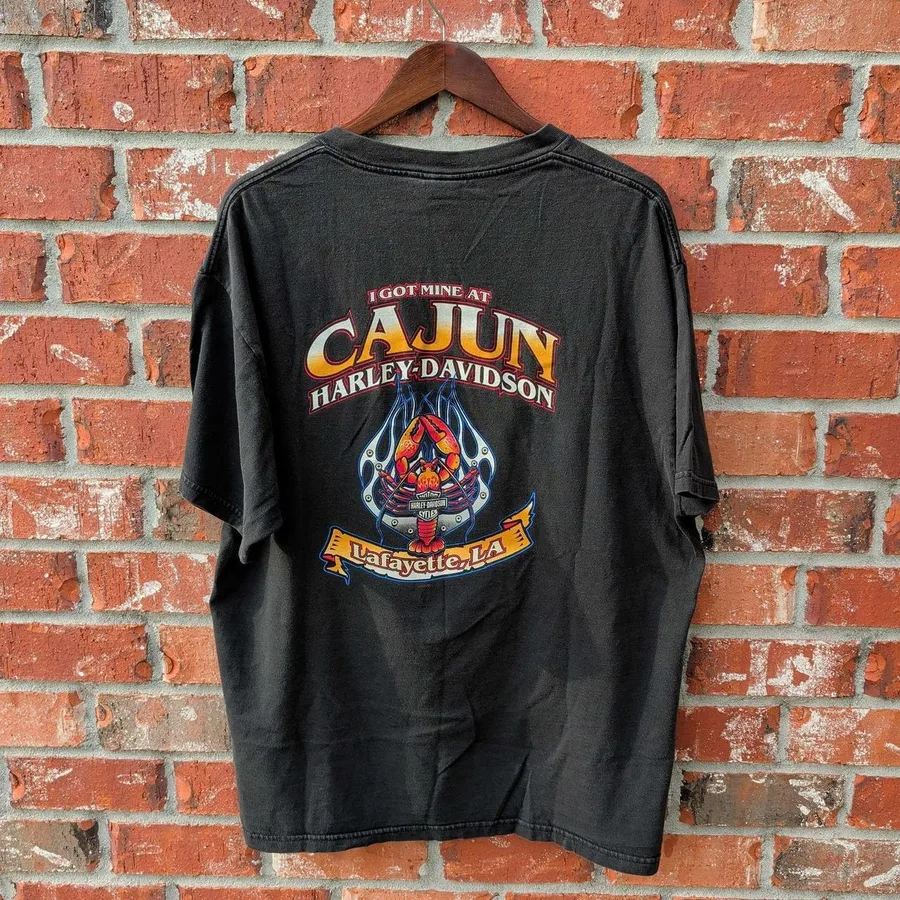 Harley-Davidson T-Shirt Mens 2XL Black 1999 Cajun Lafayette LA Biker Tee