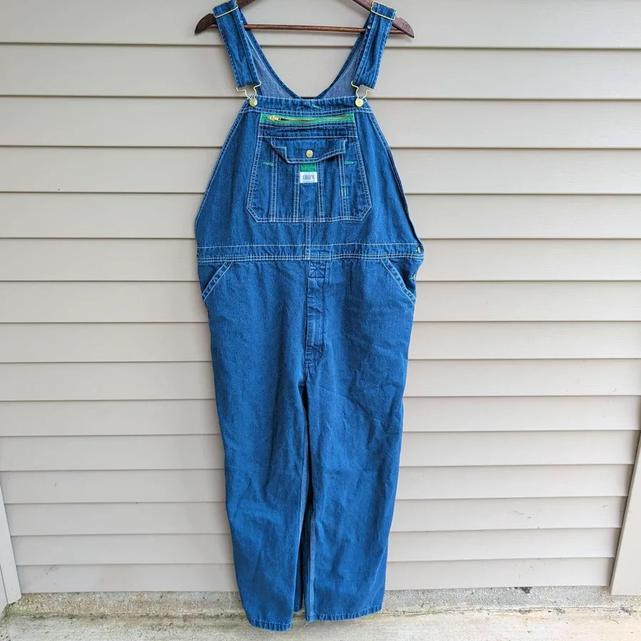 Liberty Overalls Mens 42x30 Blue Denim Bib Workwear Adjustable Straps Utility
