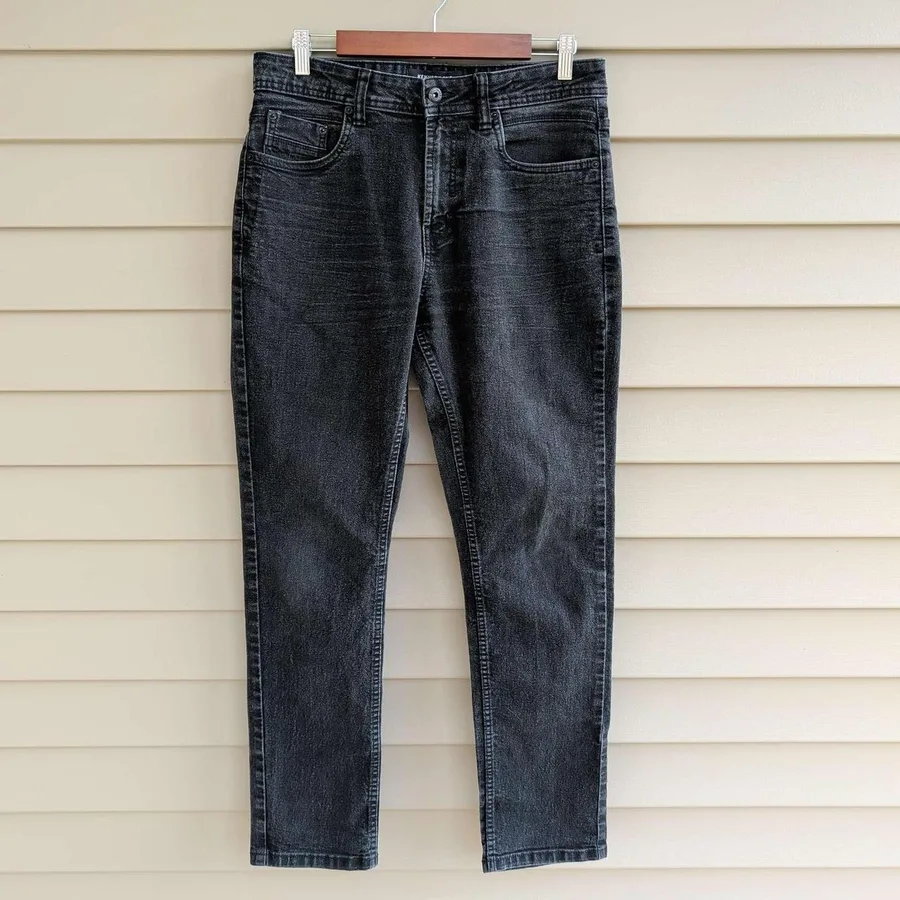 Kenneth Cole Jeans Mens 32x32 Black Straight Tapered Stretch Denim Pants