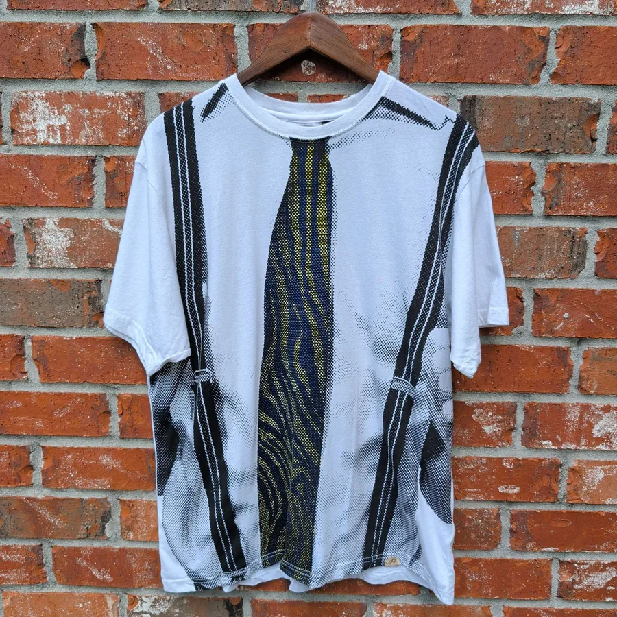 Knowledge Abstract Print T-Shirt Mens XL White Graphic Tee 90s Y2K