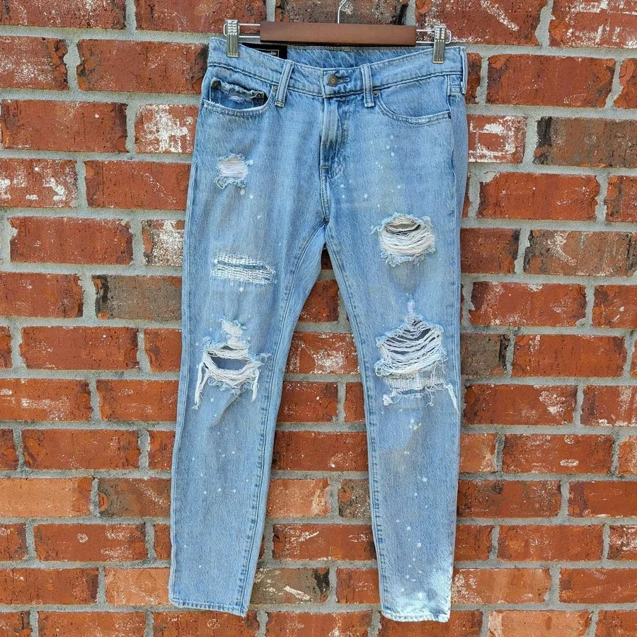 Abercrombie & Fitch Felix Jeans Womens 29x30 Light Blue Distressed