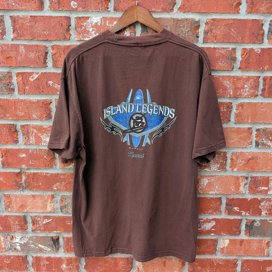 Island Legends Kauai T Shirt Mens Brown Hawaii Surf Graphic Tee