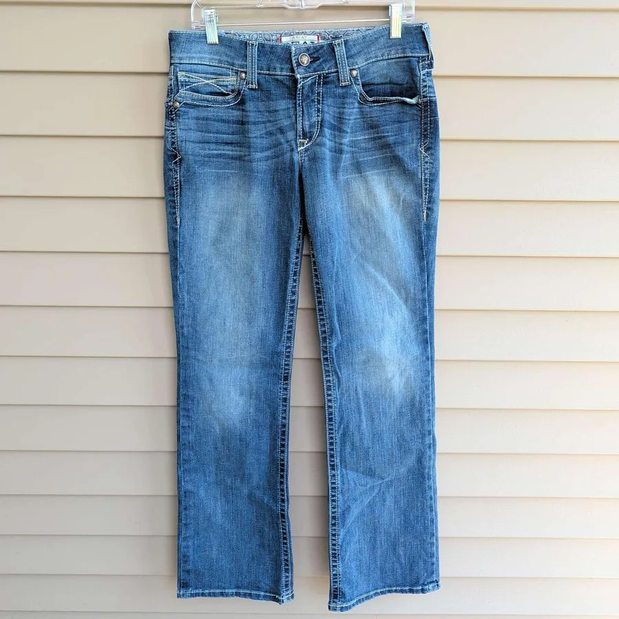 Ariat REAL Denim Bootcut Jeans Womens 30L Medium Wash Embroidered Pocket