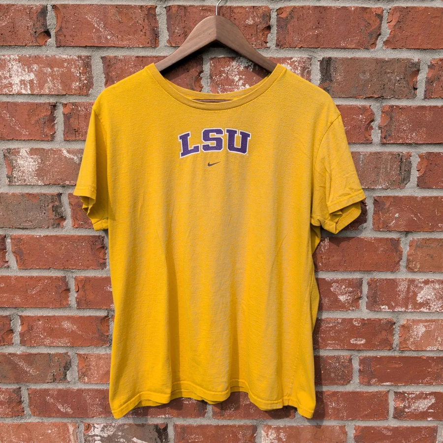 Nike Team LSU Tigers T-Shirt Mens XXL Gold Purple Embroidered Logo