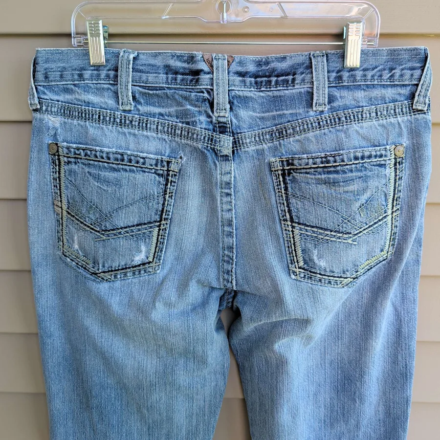 Ariat M4 Bootcut Jeans Mens 36x36 Light Wash Denim Distressed Western
